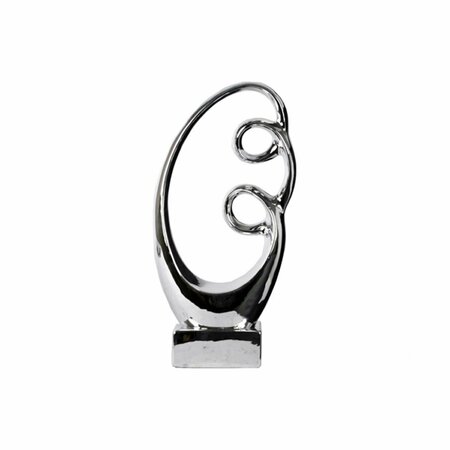 URBAN TRENDS COLLECTION Ceramic Large Polished Chrome Silver Abstract Sculpture, 9.75 x 3.50 x 15.50 in., 2PK 12641